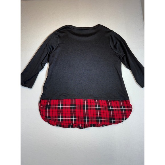 Woman's CB Established 1962 Black 3/4 Sleeve Plaid Tunic Top 1X - Picture 2 of 3